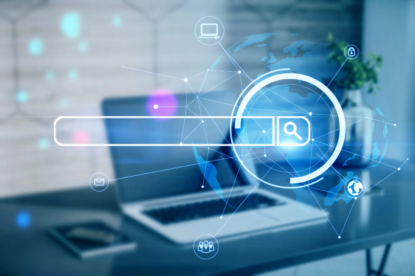 Web arama, SEO ve çevrim içi bilgi keşfi konsepti