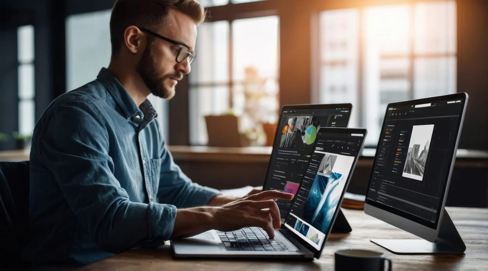 Responsive web tasarım üzerinde çalışan web tasarımcı