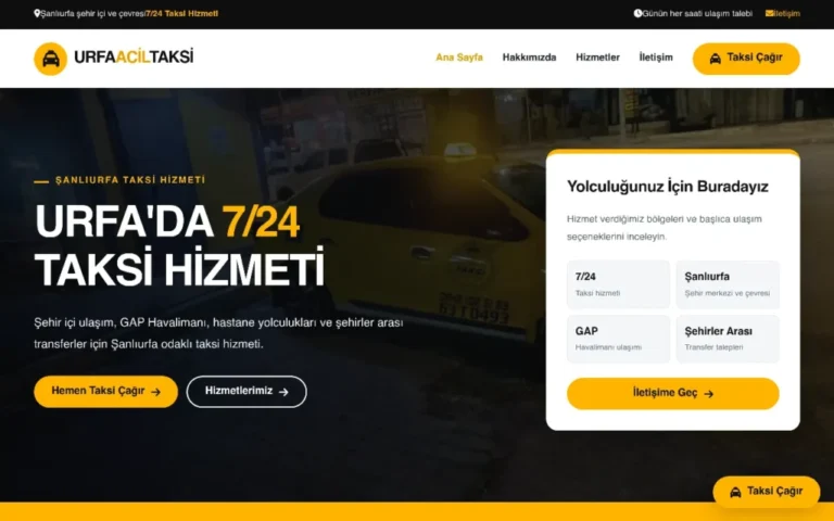 Urfa Acil Taksi web sitesi masaüstü önizlemesi