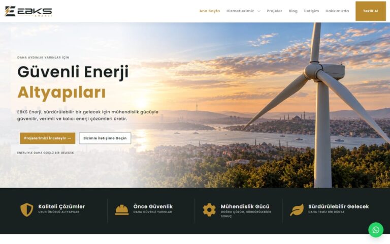 EBKS Enerji kurumsal web sitesi gerçek masaüstü ekranı