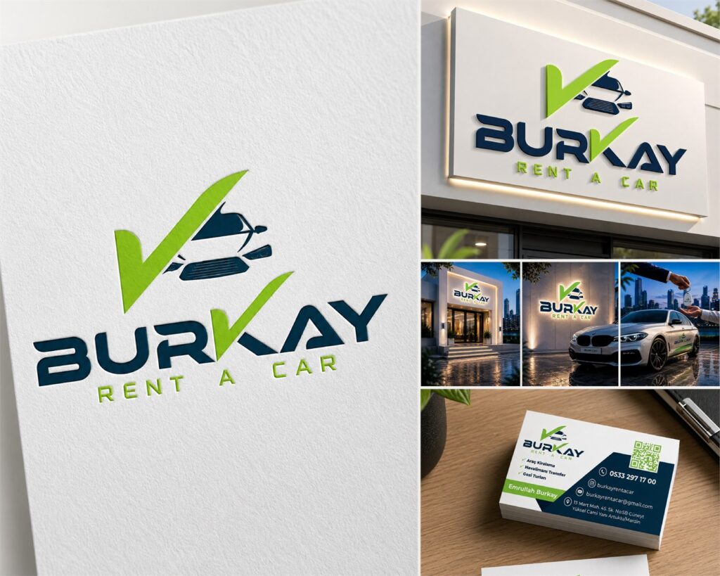 Burkay Rent A Car logo ve kurumsal kimlik Behance proje kapak görseli