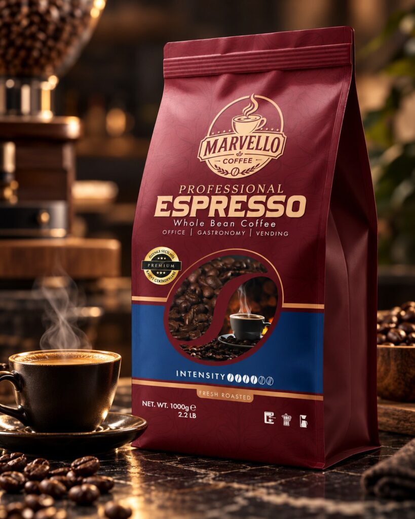 Marvello Coffee Ambalaj ve Marka Tasarımı profesyonel marka uygulama görseli 4